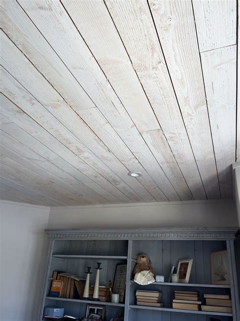 Nursery Ceiling Whitewashed Planks Rough Side Home Ceiling Bedroom