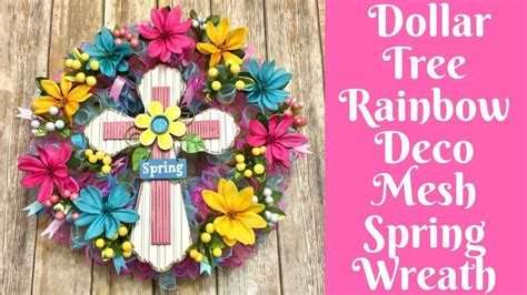 Wonderful Wreaths Dollar Tree Rainbow Deco Mesh Cross Wreath Youtube
