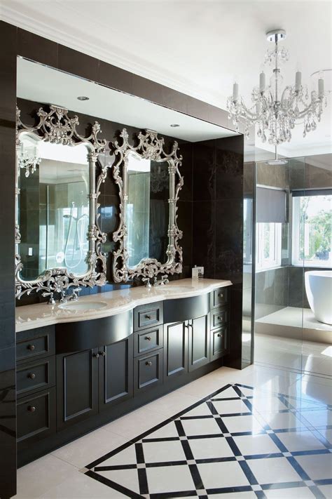 Love This Bathroom Especially The Elegant Mirrors Bathroom Interior Bathroom Decor Bathroom
