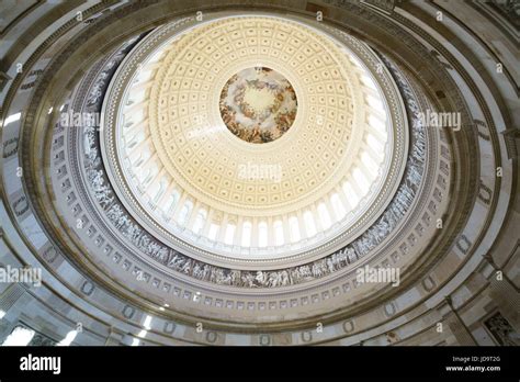 Capitol Building Interior Focus On Round Ceiling Detail Washington Dc