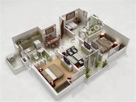 The Floor Plan Of A Two Bedroom Apartment With An Attached Kitchen And