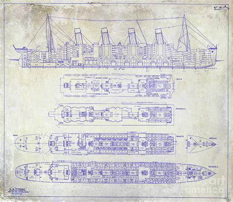 The Titanic Ship Blueprint Photograph By Jon Neidert Fine Art America