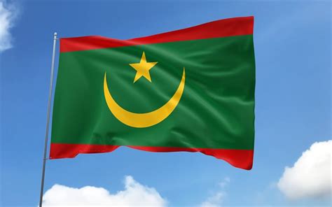 Télécharger Drapeau Mauritanien Sur Mât 4k Pays Africains Ciel Bleu