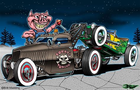 Porky S Towing By Britt8m On Deviantart Rockabilly Art Hot Rod Trucks Car Cartoon