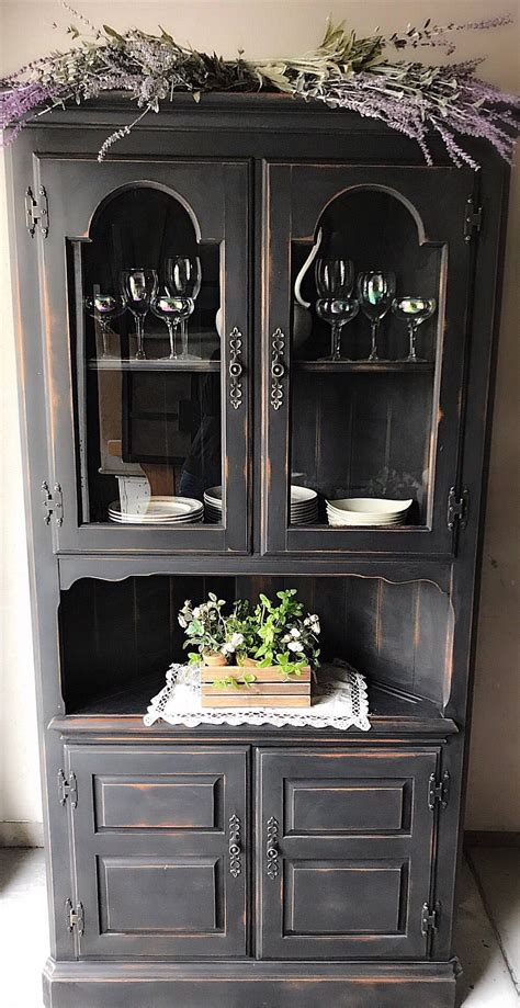 Gorgeous Black Farmhouse Corner Cabinet Vintage Rusticshabby