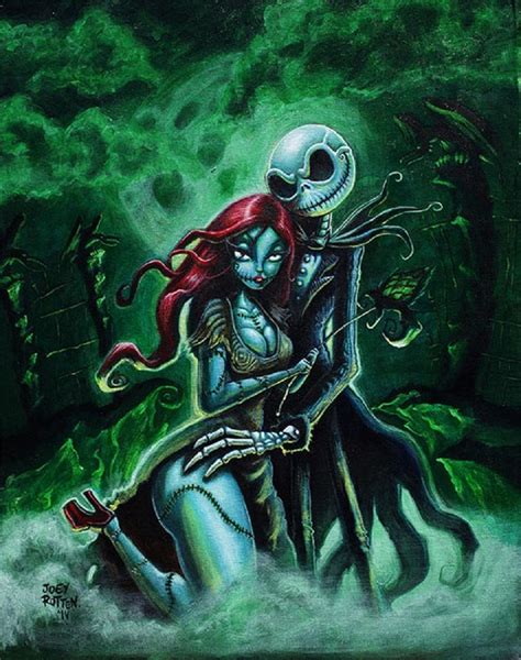 Jack And Sally By Joey Rotten Skellington Tattoo Canvas
