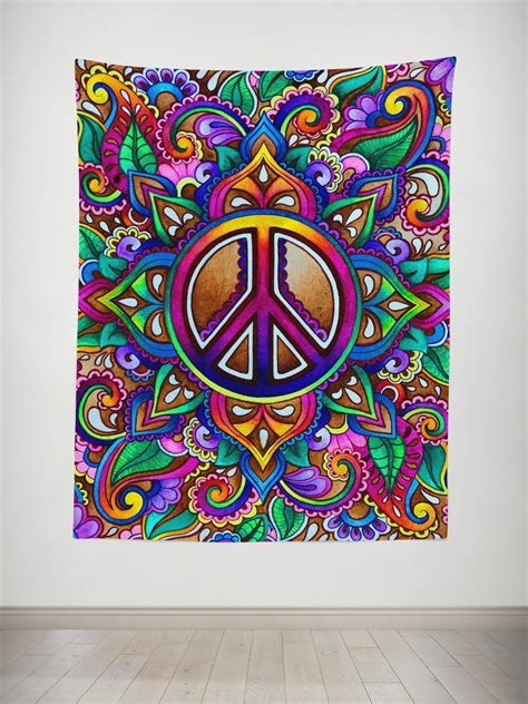 Peace Love Paisley Tapestry Tapestry Art Tapestry Wall Hanging