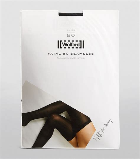Wolford Black Seamless Fatal 80 Stay Up Stockings Harrods UK