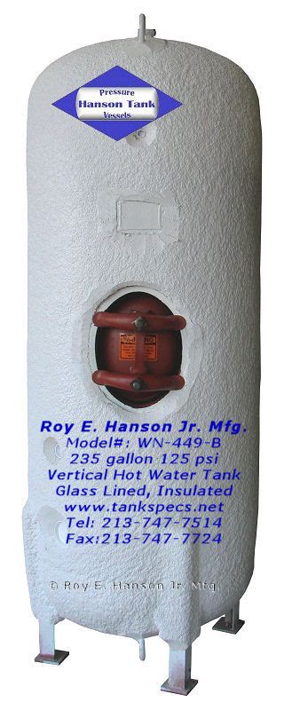 Insulated Glass Lined Hot Water Tank Wn 449 B 125 Psi Vertical Hot