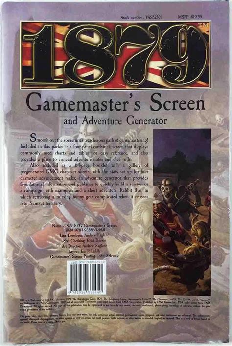 1879 RPG Gamemaster s Screen RPG według wydawców F FASA Games