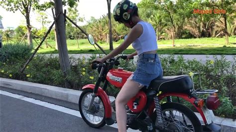girl ride simson kickstart youtube