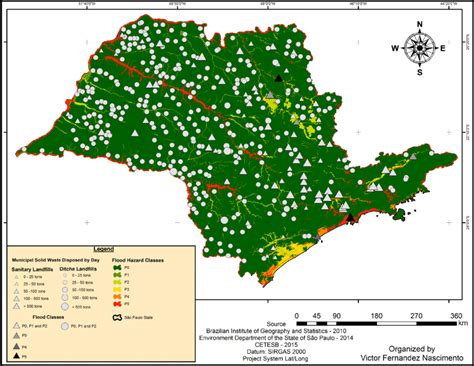 Map Of Flood Hazard In Msw Disposal Sites In The State Of São Paulo Download Scientific