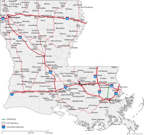 Map of Louisiana Cities - Louisiana Road Map