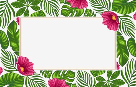 Tropical Leaves And Flowers Background Borders 2418771 Vector Art At