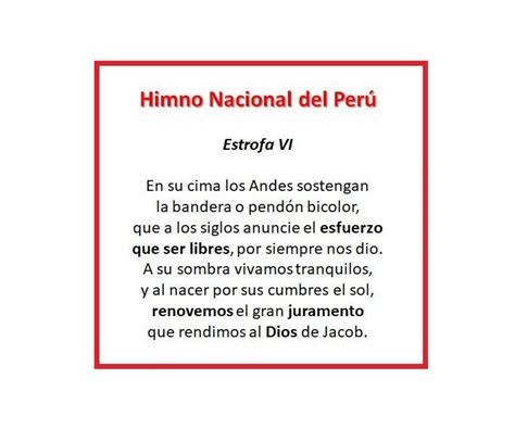Que Crees Que Significa La Sexta Estrofa Del Himno Nacional Del Peru