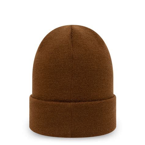 Official New Era Essential Brown Cuff Beanie Hat Featuring An Upturned Cuff B3926471 B3926