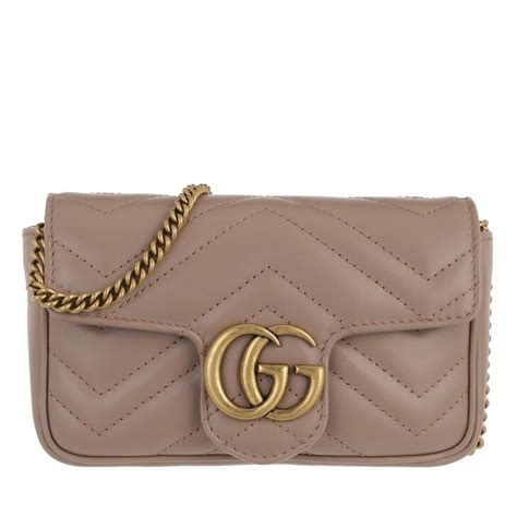 Gucci Gg Marmont Matelassé Leather Super Mini Bag Dusty Pinkgold In