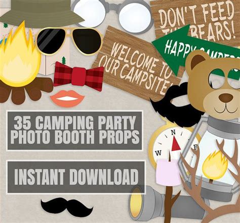 They provide a lot of laughter to kids and. 35 Camping Party Photo Booth Props, Campsite themed party props, love glamping party photobooth ...
