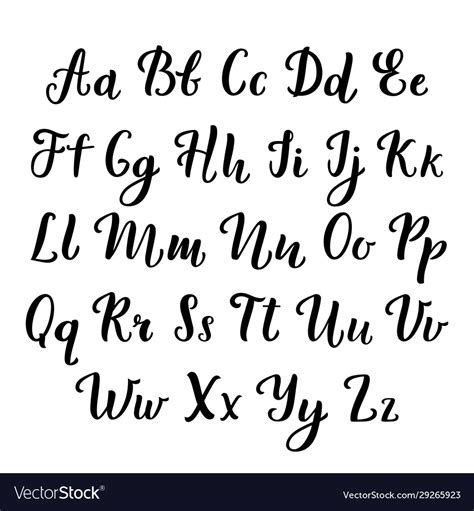 Hand Lettering Calligraphic Alphabet Script Vector Image