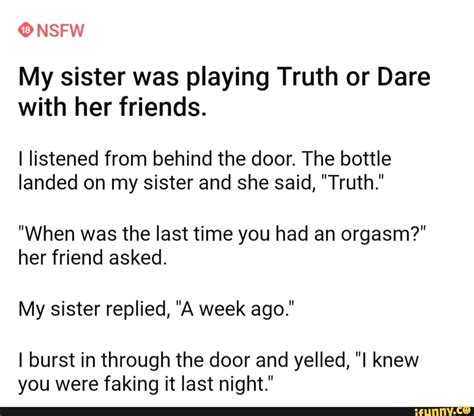 Nsfw My Sister Was Playing Truth Or Dare With Her Friends I Listened From Behind The Door The