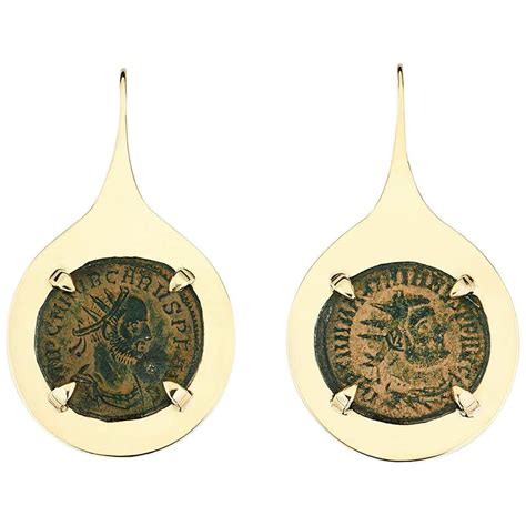 Pair Of Ancient Roman Coin 24kt Gold Earrings At 1stdibs