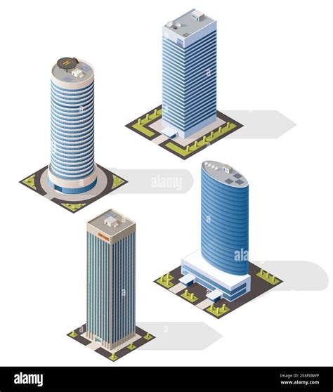 Skyscraper Buildings 3d Isometric Design Vector Houses Of Bank And
