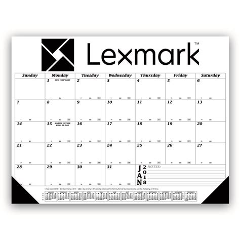 Custom Desk Pad Calendar With Black Grid 22x17