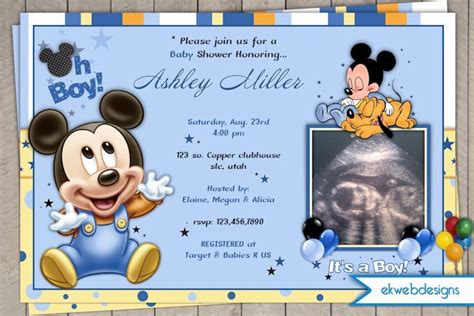 Baby Mickey Baby Shower Invitations Baby Shower Invitations