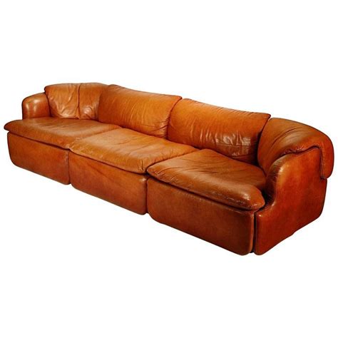 Confidential Three Seat Leather Sofa By Alberto Roselli For Saporiti