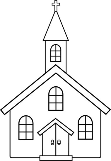 Today's popular coloring pages for kids. Little Church Line Art - Free Clip Art | Church images ...