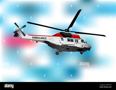 Ambulance Helicopter Vector 3d Illustration Stock Vector Image And Art