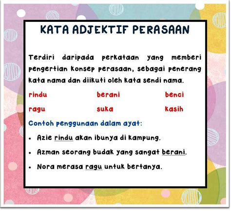 Kata Adjektif Tahun Kata Sifat Adjektif I Nota Bahasa Malaysia The