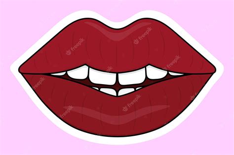 Premium Vector Smile On Lips Seductive Scarlet Mouth Sticker On White Background