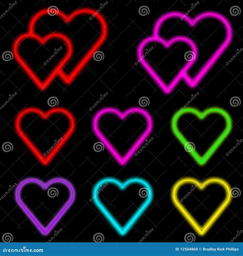 Neon Hearts Stock Photo Image 12504860