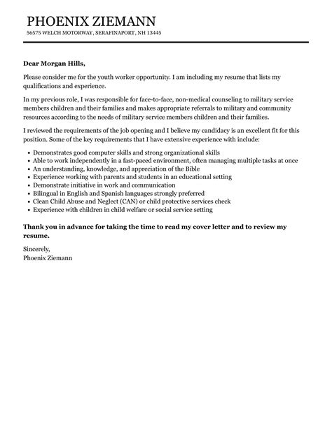 Youth Worker Cover Letter Velvet Jobs