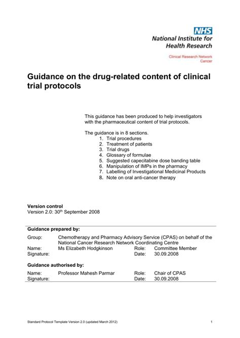 Clinical Trial Protocol Template Word