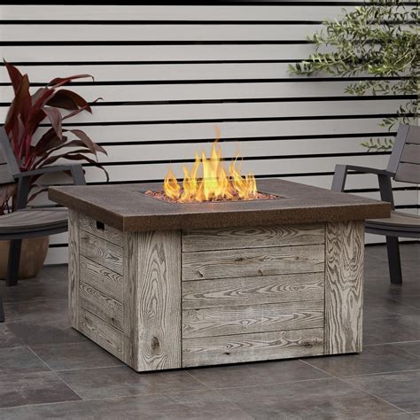 Real Flame Forest Ridge 42 Inch Square Propane Fire Pit Table Weathered Gray C1600lp Wgr