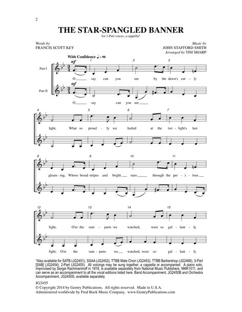 The Star Spangled Banner 2 Part Sheet Music Direct