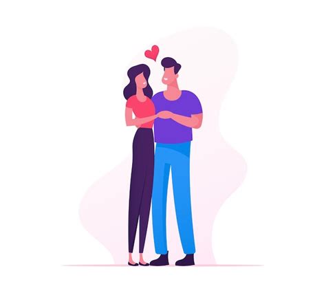 premium vector loving couple scene of man and woman holding hands hugging cartoon flat