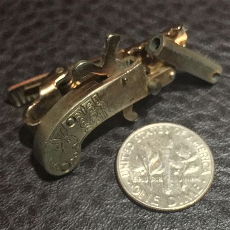 Austrian 2mm Blank Firing Pinfire Berloque Tie Clip Pistol Gun Antique