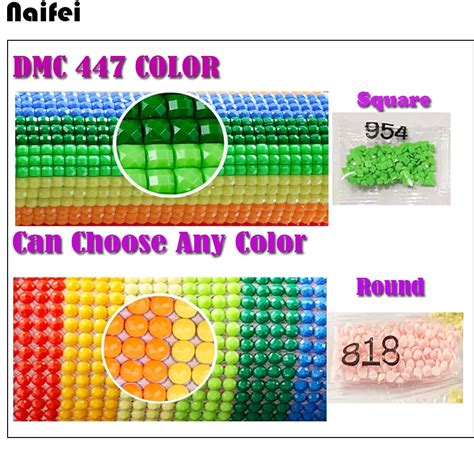 Wholesale Dmc 447 Color Full Round Square Drills Resin Diamond Diamond