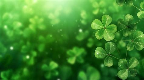 Premium Ai Image Fourleaf Clovers On A Vibrant Green Background