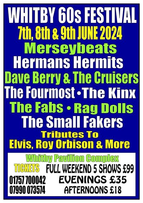 Whitby 60s Festival 2024 Whitby Pavilion June 7 To June 9