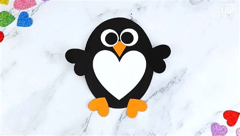 Free Printable Simple Heart Penguin Art Project
