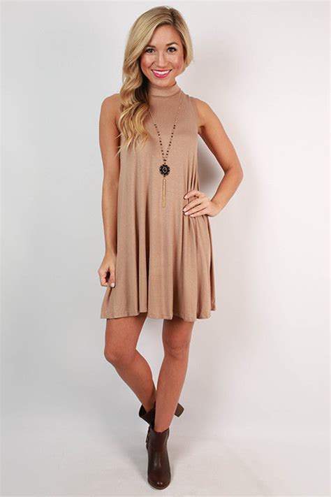 first class flight tank dress in taupe impressions online boutique