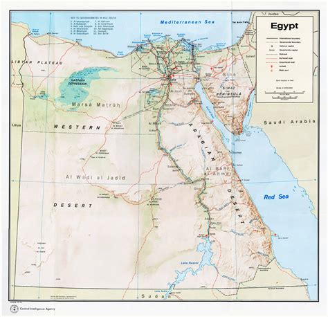 Detailed Relief And Political Map Of Egypt Egypt Detailed Relief And