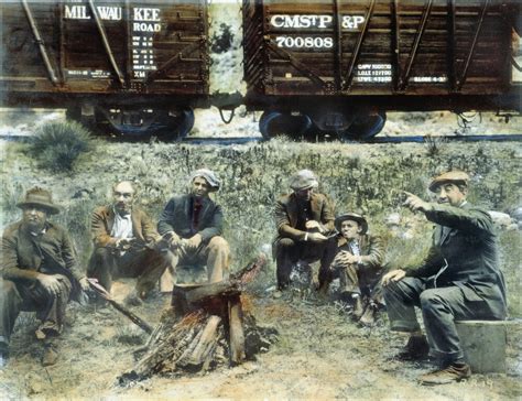 Hoboes 1920 Na Group Of Hoboes In The American Midwest Oil Over A