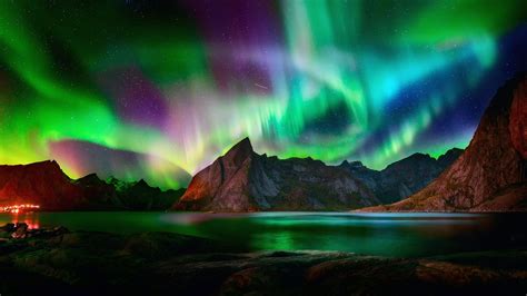 Desktop Wallpaper Beautiful Colorful Northern Lights Aurora Borealis