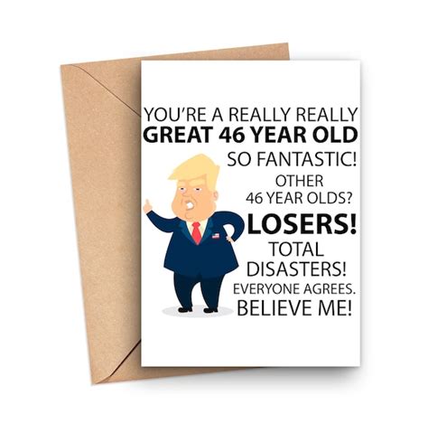 Funny 46th Birthday Card Trump Birthday Card For 46 Year Old Etsy