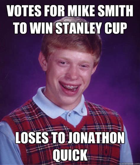 Votes For Mike Smith To Win Stanley Cup Loses To Jonathon Quick Caption